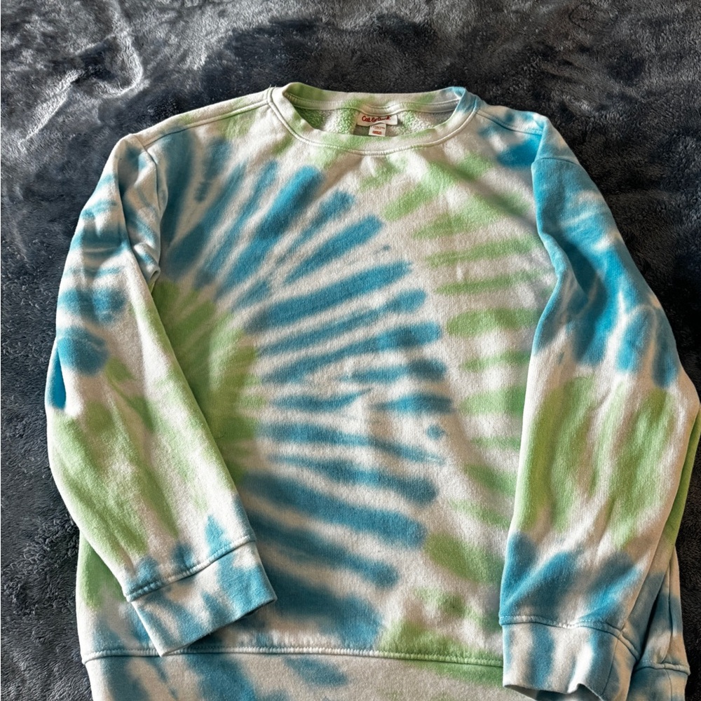 Cat and Jack Blue and Green Tie-Dye Sweatshirt - Sz 10/12 - lightweight